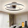 VOLISUN Ventilatore Da Soffitto Con Luce e Telecomando, 6 Velocità E Dimmabile, Lampadario Ventilatore Moderno, Ventilatore Da Soffitto LED Silenzioso Per Camera Da Letto E Soggiorno (Nero, 50CM)