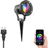 ledscom.de Faretto da giardino con picchetto a terra MIBU per uso esterno, acciaio inox, nero, incl. lampada LED Smart Home RGBW GU10, 5,41W, 473lm