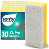 sonty 10 pezzi Spugna Jumbo XL Soft, spugna per pulizia, spugna per pulizia Premium con manico, kratzfrei, in tessuto non tessuto senza abrasivo, 15 x 7 x 4 cm colorato/bianco