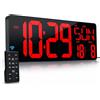 KRSTIR Grande orologio da parete digitale con telecomando, display LED grande da 43,7 cm con timer, temperatura, data, settimana, regolazione automatica ora legale, luminosità regolabile, grande sveglia da