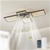 JIINOO Ventilatore da Soffitto con Luce LED e Telecomando,Dimmerabili Lampadario con Ventilatore da Soffitto,Motore Reversibile Silenzioso,Regolabile in Velocità del Vento per Soggiorno,60W,90 cm,Nero