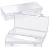 JOYIAL 3 piccoli contenitori in plastica con coperchio a cerniera, rettangolari, trasparenti, con coperchio, in plastica trasparente, per perline e oggetti per il fai da te