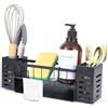 Dorglix Organizer Sottolavello Cucina, Porta Spugne Lavello Cucina, Organizzatore Spugna Sapone Bagno, Portaspugne per Lavello, Lavandino Caddy Organizer con Vaschetta Autosvuotante, Nero