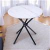 FurnitureR Round Bistro Tavolo, 80 x 80 cm Dining Desk, H-75 cm Low Bar Tavolo, MDF and Iron Frame, White Marble Top, Ideal for Balcony, Terrace, Indoor Kitchen, Home Bar, Ristorante