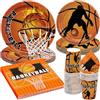 PARTY GO 96 pezzi NBA Basket Stoviglie Accessori con piatti di carta Tazze e tovaglioli per NBA Sport Temed Compleanno Baby Doccia Decorazioni