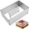 Fodlon Stampo Quadrati Torta, Anello per Torta Quadrato, in Acciaio Inox, Altezza 10 cm, Stampo Rettangolare Torta con Divisori, Regolabile 28-53 cm x 18-34 cm per Pasticcini, mouss
