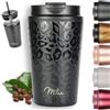 Milu Tazza Termica per caffè 300ml, 400ml, 500ml - Thermo Coffee Mug-to-Go, Tazza da Viaggio Senza BPA, Litri con Isolamento, In Acciaio Inox e Tenuta stagna per caffè e tè (Black Leopard, 400ml)