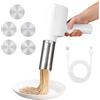 Zinueen Macchina per pasta elettrica palmare, macchina per pasta elettrica portatile 2000mAh, macchina per pasta ricaricabile automatica con 5 stampi per pasta fatta in casa, spaghetti/maccheroni