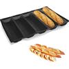 Meajore Padella per baguette, teglia per pane antiaderente in silicone perforato, 5 fessure per pane francese (45 x 34 x 3,6 cm)