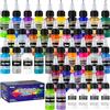 Roizefar Colori Aerografo, 36 Colori con 4 Diluenti, Fai Da Te, Modellismo | Colori Neon e Metallizzati, Pittura Acrilica Pronta da Spruzzare a Base d'Acqua, 20ml/Bottiglia, per Artisti e Principianti