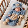 JIZHI Bambola Maschio 20 Pollici - Realistiche Bambino Reborn Corpo in Cotone - Lifelike Bambole Neonate con Accessori Giocattolo (Ragazzo Occhi Chiusi)