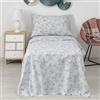 Baroni Home Set Lenzuola Letto Completo Decorato, 100% Cotone (Singolo, Verde Acqua a Fiori Piccoli)