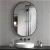 HOMCOM Specchio Bagno Ovale 60x90cm in Vetro Temperato, Specchio da Parete Moderno con Cornice in Lega di Alluminio, Montaggio Verticale/Orizzontale, per Camera da Letto, Ingresso, Soggiorno, Nero