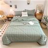 Hiseng Trapuntato Copriletto Matrimoniale, Mezza Stagione Trapunta Letto Singolo, Trapunta Estiva Primaverile Microfibra, Piumone Leggero per Tutte Le Stagioni (Verde Plaid,150x200cm)