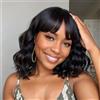 BLISSHAIR Corta Bob Loose Wave Capelli Umani Veri Parrucca con la frangetta capelli ricci Lace Front Parrucca capelli umani vergini brasiliani Glueless Parrucca Donna 14 pollici