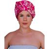 OFFTOPIC Cuffia Doccia Salva Piega interno in 100% Seta Proteggi i capelli mentre ti lavi e mantieni l'acconciatura, Adatta a tutti i tipi di Capelli e Teste (Rosa Floreale, Taglia unica)