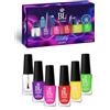 BL Set di smalti per unghie al neon, confezione da 6 smalti con colori neon alla moda, asciugatura rapida, formula vegana