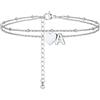 PROSTEEL A-Z Cavigliera a Doppio Strato Cavigliere Argento Cuore Iniziale Alfabeto Braccialetto Donna Resistente al Sudore e alla Corrosione 22+5 CM Cavigliere Ragazza