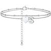 PROSTEEL A-Z Cavigliera a Doppio Strato Cavigliere Argento Cuore Iniziale Alfabeto Braccialetto Donna Resistente al Sudore e alla Corrosione 22+5 CM Cavigliere Ragazza
