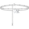 PROSTEEL A-Z Cavigliera a Doppio Strato Cavigliere Argento Cuore Iniziale Alfabeto Braccialetto Donna Resistente al Sudore e alla Corrosione 22+5 CM Cavigliere Ragazza