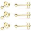 CERSLIMO 3 paia di orecchini a lobo in argento sterling da 2 mm placcati in oro per donne, ragazze