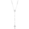 Supcare Collana Donna Uomo Rosario Cattolico. Collana Acciaio Inossidabile con Perle di Vetro Bianco Preghiera Medaglia Miracolosa. Crocifisso Collana Croce Uomo Oro con Gesù. Gioielli Religiosi.