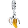 CHAWIN Ciondolo a forma di banana, in argento Sterling 925 con smalto giallo, adatto per braccialetti e collane, matrimoni, San Valentino