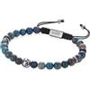 GAVU Bracciale da Uomo Azzurrite con Charm Fleur de Lis, Bracciale Regolabile da Uomo con Perline di Pietre Dure
