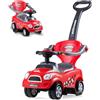 RELAX4LIFE 3 in 1 Macchina Cavalcabile per Bambini, Macchina a Spinta con Guardrail Staccabili Vano, Portaoggetti e Maniglia Clacson, Primi Passi per Bambini 2-6 Anni (Rosso)