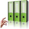 LogicaShop UBOX Raccoglitori ad Anelli A4 Grandi con Custodia, Faldoni Archivio, Classificatori Documenti Dossier Ufficio, Dox Registratore a Leva Raccoglitore (3Pz Commerciale, Lime, Dorso 8)