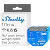 Shelly 1 Gen4, Interruttore Relè Intelligente Wi-Fi, 1 Canale, 16A, Contatti Puliti, Domotica, Controllo Porta Garage, Nessun Hub Richiesto, Certificato Matter, Alexa, Google, HomeKit, Zigbee