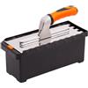 MIVOS Set di Frattazzi con manico staccabile e scatola per il trasporto - 6, 8, 10, 12 mm, Tipo U, tipo Tiger - 6 Frattazzi dentati - Frattazzi in acciaio inox con impugnatura morbida - Cazzuola