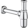 Schläfer 3439600 | Sifone Scarico Lavabo Universale a bottiglia con raccordo filettato G 11/4 e connessione a muro Diam. 32 mm. Finitura Cromo Resistente, Garantisce un flusso ottimale senza perdite