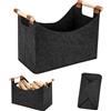 Tunejoy Borsa in Feltro, Borsa per Legna da Ardere Pieghevole Cestino Portaoggetti in Feltro Cesto con Manici per Legna, Giornali, Vestiti, Giocattoli 40 x 22 x 27cm