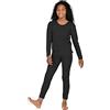 LAPASA Set Intimo Termico Bambina 100% Cotone Ipoallergenico Pigiama Leggero e Caldo Maglia a Manica Lunga e Pantaloni Coordinati Intima Bambini Sci Inverno G09 Nero 5-6 Anni