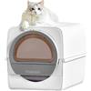 Peterest Lettiera autopulente,chiusa,inibitore di odori, grande,manuale,bianco,contenitore per lettiere e cassette igieniche per gatti