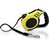 Ghazpmuk Guinzaglio Retrattile per Cani e Gatti - 5 m, Allungabile, Addestramento, per Animali Fino a 15 Kg, Giallo Neon