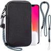Pwsap Custodia in Neoprene con Cerniera per Smartphone,Universali Astuccio Portacellulare a Sacchetto Borsa Verticale impermeabile Custodia per Telefono con Cordino e Moschettone for iPhone,Samsung,Nero,L