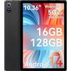 Ainmel Android Tablet, 10,36 pollici con processore Octa-core, 16 GB RAM 128 GB ROM, 1 TB TF Card Expand, 1280 x 800 IPS HD, touch screen 5G/2.4G WiFi, BT 5.0, 5MP + 8MP Dual Camera Tablet PC(Bianco)