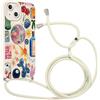 Kueqeay Custodia con Cordino per iPhone 14 6,1 Morbido TPU Bumper Cover del Modello Carino Bianco con Laccio Collana Silicone Antiurto Protettivo Case Regolabile Cellulare Girocollo, 11