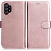 DENDICO Cover per Galaxy A32 5G, Premium Portafoglio PU Custodia in PU Pelle, Flip Libro TPU Bumper Caso per Samsung Galaxy A32 5G, Rosa