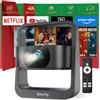 Eeenfy [App Integrata] Eeenfy Proiettore Portatile Venus V1 Pro, Smart Proiettore TV con 500ANSI,1080P, E-Focus/Keystone, Proiettor WiFi Bluetooth, Videoproiettori 4K Android per Esterni/Home Cinema, Nero
