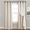 Lush Decor Tende trasparenti con occhielli, con fodera oscurante isolante, coppia di tende per finestre, 96 cm di larghezza x 239 cm di lunghezza, color grano, tende con rivestimento trasparente