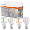 OSRAM LED BASE A60, confezione vantaggiosa con 4 lampadine, sostituisce le tradizionali lampadine da 60W, 6.5W, bianco caldo (2700K), vetro a filamento, non dimmerabile, forma a bulbo, E27
