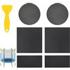 Lyreh Kit Riparazione Trampolino, Include 6pz Toppe Trampolino Autoadesive in Gomma di 3 Misure e 1pz Raschietto per Riparare Strappi o Buchi nei Tappetini