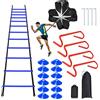 Rainmae Set di attrezzature per allenamento di velocità e agilità, include scala a 12 pioli da 6,1 m, 4 ostacoli, 12 coni disco, 1 paracadute di resistenza per allenamento di calcio, pallacanestro e atleti di
