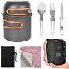 QITIXI:OU Set di stoviglie da campeggio, in alluminio con uno straccio, arancione, pieghevole, da campeggio, con posate in acciaio inox, mini fornello da campeggio per escursioni, attività all'aperto, cucina