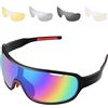 SAWUTPV Occhiali da Ciclismo Uomo Donna Polarizzati per Anti-UV400 Occhiali Sole Corsa Bicicletta MTB Sport Occhiali con 5 Lenti Intercambiabili (Black)
