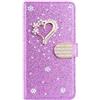BLOTECH Portafoglio per Samsung Galaxy S24 Ultra Pelle PU Glitterata Glitter Custodia Libro Pelle con 3D Little love Wallet Flip Cover Case Porpora PU Brillantini Strass Cristallo Lady Girl Phone Case