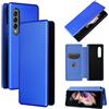 TiHen Compatible con Cover Samsung Galaxy Z Fold 3, Flip Fibra di Carbonio Custodia [Test di caduta] Antiurto Protettiva Stand con Slot per Schede, Vetro Temperato*2-Blu